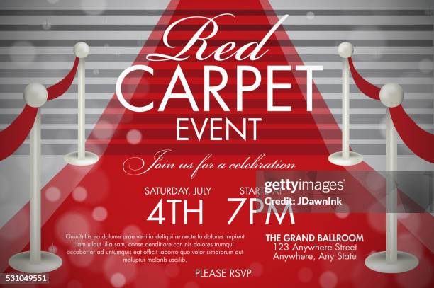 vintage style red carpet  event invitation template white stairs - gala invitation stock illustrations