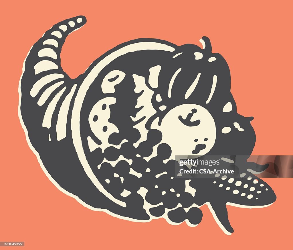 Cornucopia Full of Fruits and Vegetables