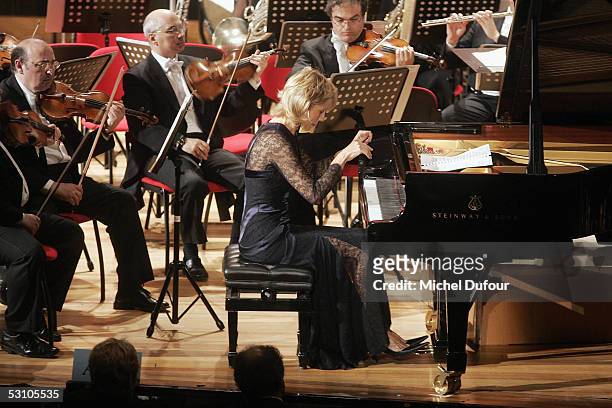 Pianist Helene Mercier Arnault performs during "Le Concert de la Paix," held to raise funds for The Weizmann Institute of Science - who carry...