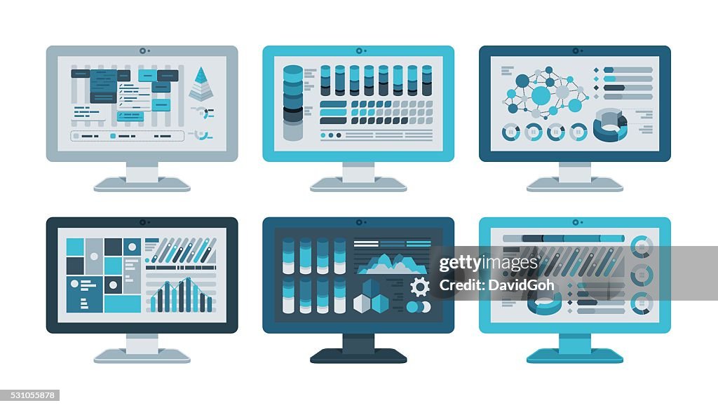 Computer Monitoring Design Background Computer Monitor Flat Design Set High-Res Vector Graphic - Getty Images