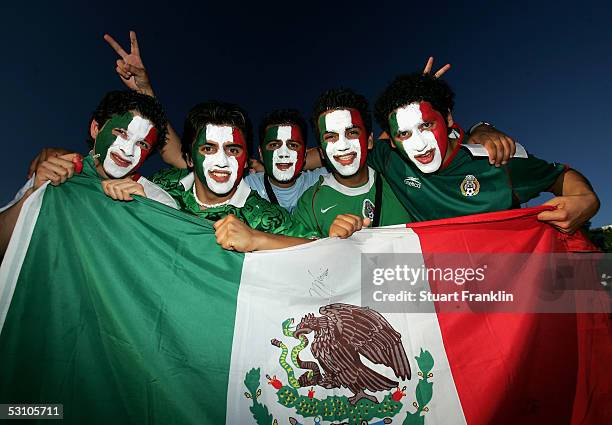 Mexican football fans at The FIFA Confederations Cup Match between Mexico and Brazil at The AWD Arena on June 19, 2005 in Hanover, Germany.