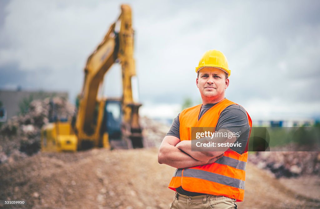 Earth Digger Driver at construction site