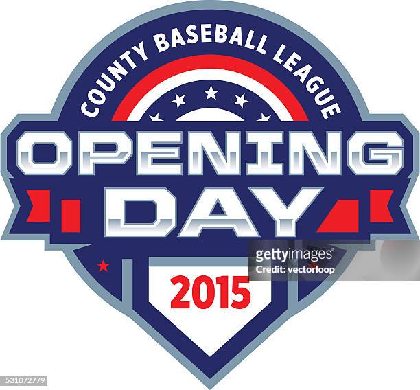 opening day logo - day 1 stock illustrations