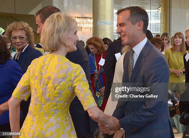 Event Co-chair Constance Towers Gavin and Mayor of Los Angeles Eric Garcetti attend the Blue Ribbon of the Los Angeles Music Center to honor Princess...