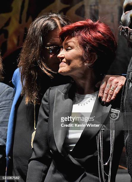 Musician Ozzy Osbourne and Sharon Osbourne attend the Ozzy Osbourne and Corey Taylor special announcement at the Hollywood Palladium on May 12, 2016...