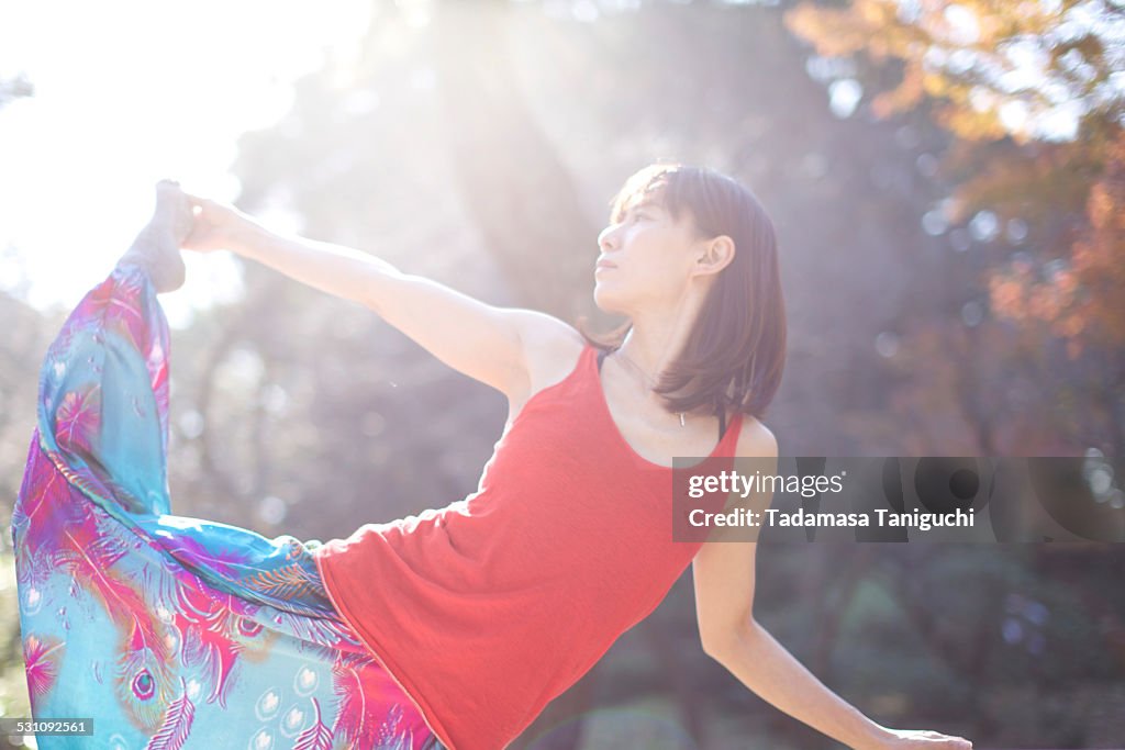 Woman stretching