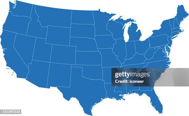 usa simple blue map on white background - us state border 幅插畫檔、美工圖案、卡通及圖標