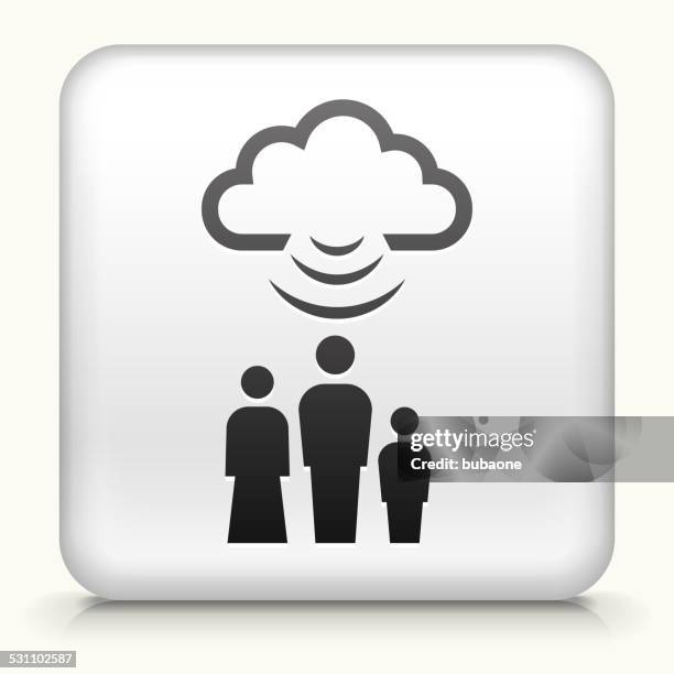 square button with family cloud computing royalty free vector art - square bevel stock illustrations