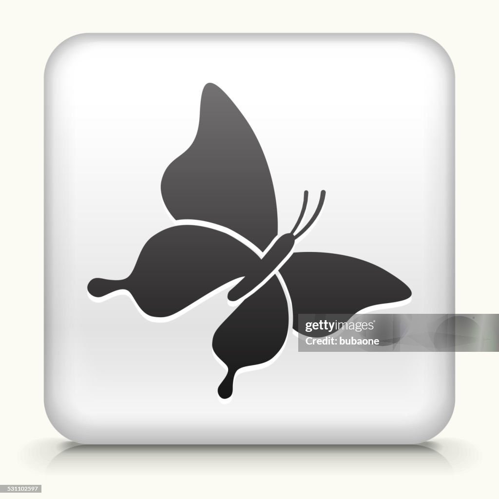 Square Button with Butterfly royalty free vector art
