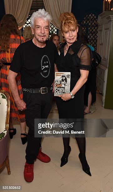 Nicky Haslam and Lyndal Hobbs attend the launch of new book "A Girl From Oz" by Lyndall Hobbs on May 12, 2016 in London, England.