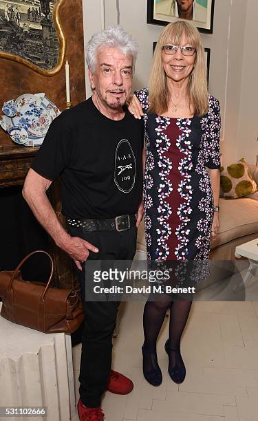 Nicky Haslam and Penelope Tree attend the launch of new book "A Girl From Oz" by Lyndall Hobbs on May 12, 2016 in London, England.