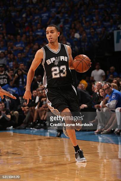Kevin Martin of the San Antonio Spurs handles the ball against the Oklahoma City Thunder in Game Six of Western Conference Quarterfinals of the 2016...
