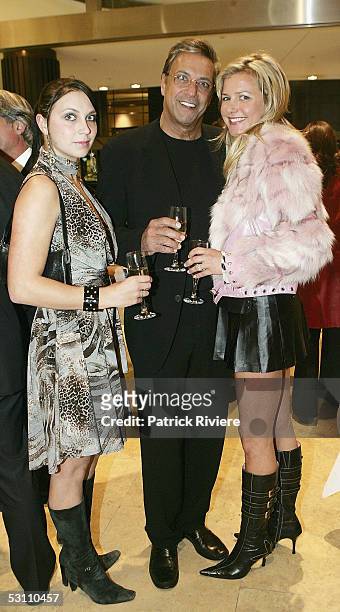 Wadepack managing director Ashod Nassabian with his daughter Dione and future wife Lizzie Buttrose attend the opening of the Collezione Elio's...