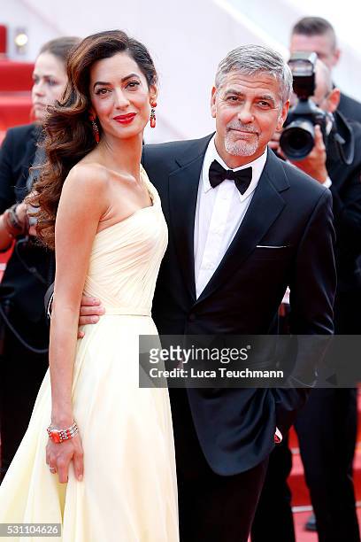 George Clooney and Amal Clooney attend the screening of "Money Monster" at the annual 69th Cannes Film Festival at Palais des Festivals on May 12,...