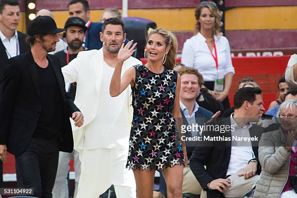 Thomas Hayo, Heidi Klum and Michael Michalsky during the finals of 'Germany's Next Topmodel' at Coliseo Balear on May 12, 2016 in Palma de Mallorca,...