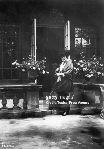 Lady Randolph Churchill , nee Jennie Jerome, the mother of British statesman Winston Churchill, at her Brook Street residence, August 1914.