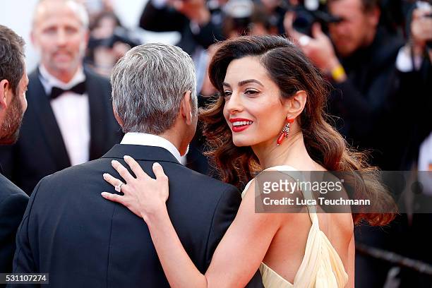 George Clooney and Amal Clooney attend the screening of "Money Monster" at the annual 69th Cannes Film Festival at Palais des Festivals on May 12,...