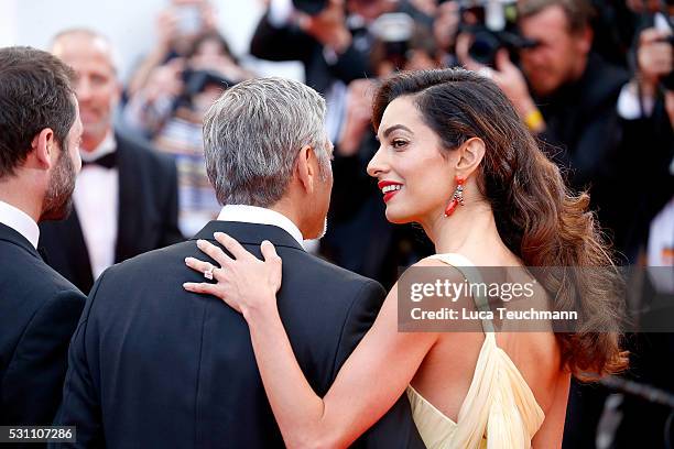 George Clooney and Amal Clooney attend the screening of "Money Monster" at the annual 69th Cannes Film Festival at Palais des Festivals on May 12,...