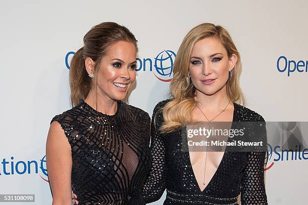 Personality Brooke Burke-Charvet and actress Kate Hudson attend the 2016 Operation Smile Gala at Cipriani 42nd Street on May 12, 2016 in New York...