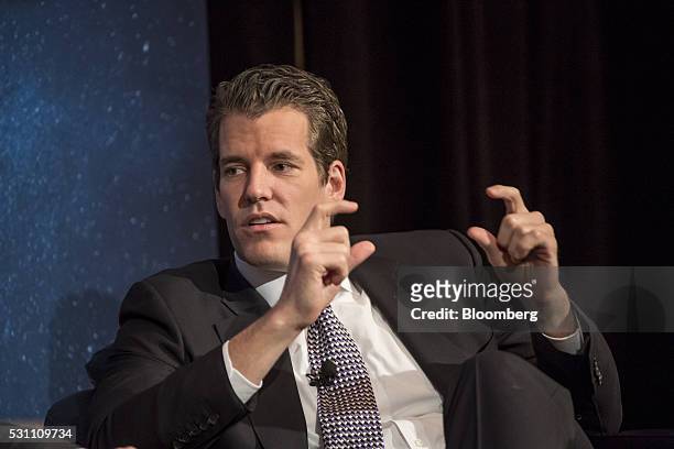 Tyler Winklevoss, chief financial officer and co-founder of Gemini Trust Company LLC, speaks during the Skybridge Alternatives conference in Las...
