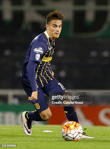 Franco Cervi of Rosario Central during a first leg match between Rosario drives the ball Central and Atletico Nacional as part of quarter finals of...
