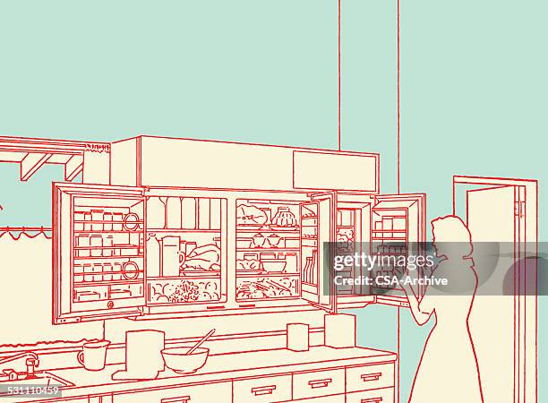 modern kitchen - kitchen cupboard stock illustrations