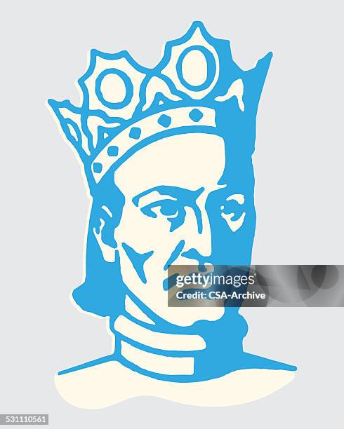 stern king wearing crown - emperor stock illustrations