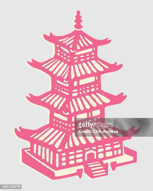 asiatische-gebäude - pagoda stock-grafiken, -clipart, -cartoons und -symbole