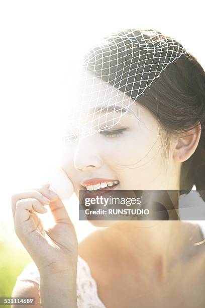 asian beauty - woman applying cotton ball stock pictures, royalty-free photos & images