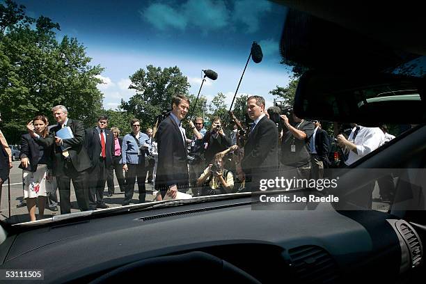 Senate Majority Leader Bill Frist looks at the GM hydrogen-powered vehicles on display June 21, 2005 on Capitol Hill in Washington, DC. Senators had...
