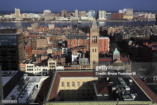 back bay with charles river in back - charles river stock pictures, royalty-free photos & images