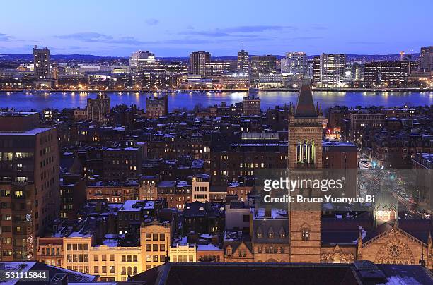 night view of back bay and charles river - cambridge massachusetts stock pictures, royalty-free photos & images