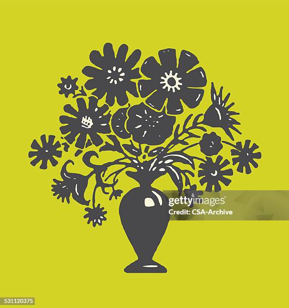 blumen in der vase - blumenstrauss vase stock-grafiken, -clipart, -cartoons und -symbole