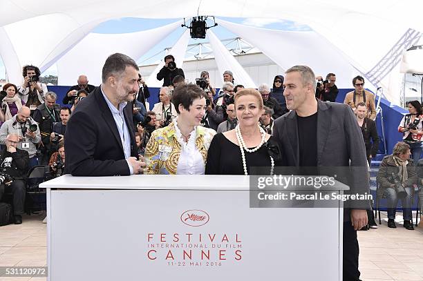 Cristi Puiu, Anca Puiu, Dana Dogaru, Mimi Branescu attend the "Sieranevada" photocall during the 69th annual Cannes Film Festival at the Palais des...