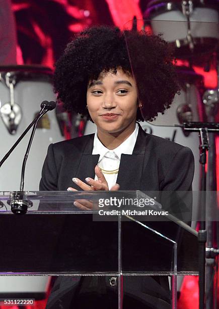 Actress Amandla Stenberg speaks onstage during the AltaMed Power Up, We Are The Future Gala at the Beverly Wilshire Four Seasons Hotel on May 12,...
