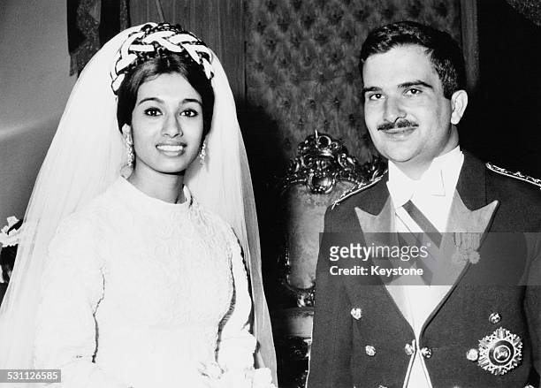 Prince Hassan bin Talal of Jordan marries Sarvath Ikramullah in Karachi, Pakistan, 28th August 1968. Prince Hassan is the brother of King Hussein of...