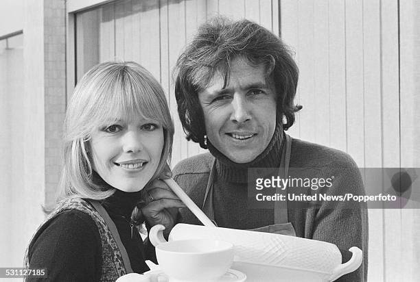 English actors Tessa Wyatt and Richard O'Sullivan, who play the characters of Vicky Nicholls and Robin Tripp in the television sitcom Robin's Nest,...