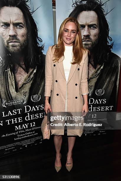 Actress Caity Lotz attends a VIP screening of Broad Green Pictures' "Last Days In The Desert" on May 12, 2016 in Los Angeles, California.