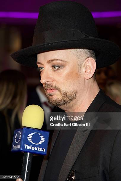 Singer/Songwriter Boy George attends the Premiere Of IFC Films' "Pele: Birth Of A Legend" at Regal Cinemas L.A. Live on May 12, 2016 in Los Angeles,...