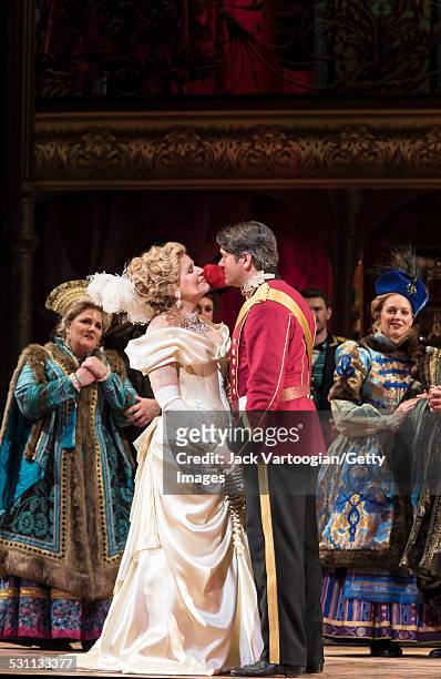 American opera singers soprano Renee Fleming and baritone Nathan Gunn perform at the final dress rehearsal prior to the premiere of the new...