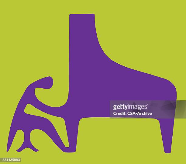 person playing grand piano - cave painting vector stock illustrations