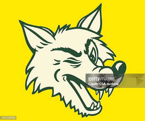 ilustraciones, imágenes clip art, dibujos animados e iconos de stock de guiñar el ojo wolf - lobo