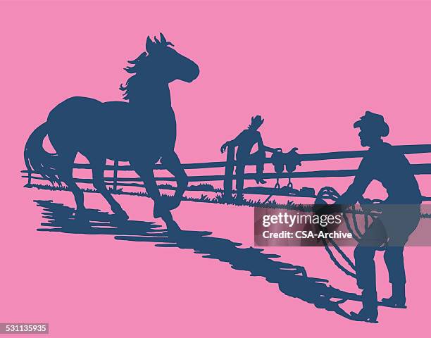 cowboy gezänk horse - koppel stock-grafiken, -clipart, -cartoons und -symbole