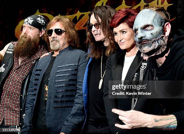 Musicians Zakk Wylde, Geezer Butler, singer Ozzy Osbourne, Sharon Osbourne and singer Corey Taylor attend the Ozzy Osbourne and Corey Taylor special...