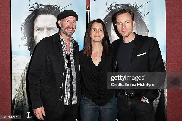 Producers Wicks Walker, Julie Lynn, and actor Ewan McGregor arrive at a screening of Broad Green Pictures' 'Last Days In The Desert' at Laemmle Royal...