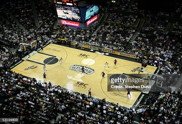 General view of arena as the San Antonio Spurs take on the Detroit Pistons during the second half in Game six of the 2005 NBA Finals at SBC Center on...