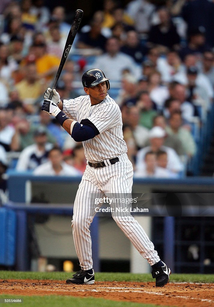 Al Reyes Devil Rays Alex Rodriguez of the New York Yankees at bat against the Tampa Bay ...