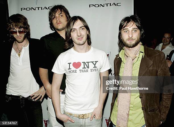 Band members Chris Cester, Mark Wilson, Cameron Muncey and Nic Cester from the group "Jet" attend the after party for the live unveiling for the...
