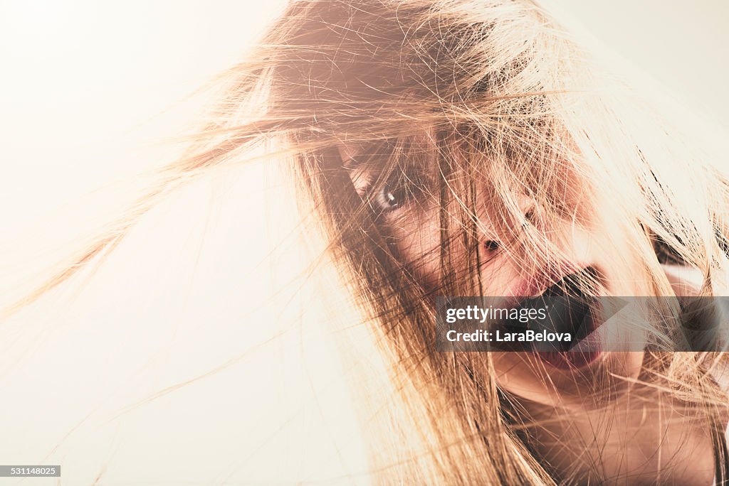 Terrify Lady Terrified Woman High-Res Stock Photo - Getty Images