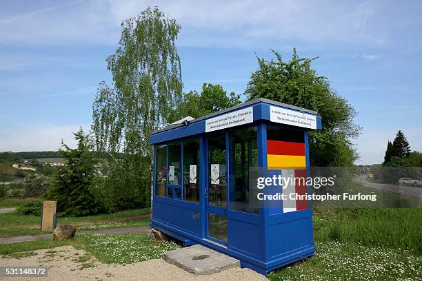 Disused control point on the France- German border is now used as a free library for the people of the French border village of Apach, close to the...